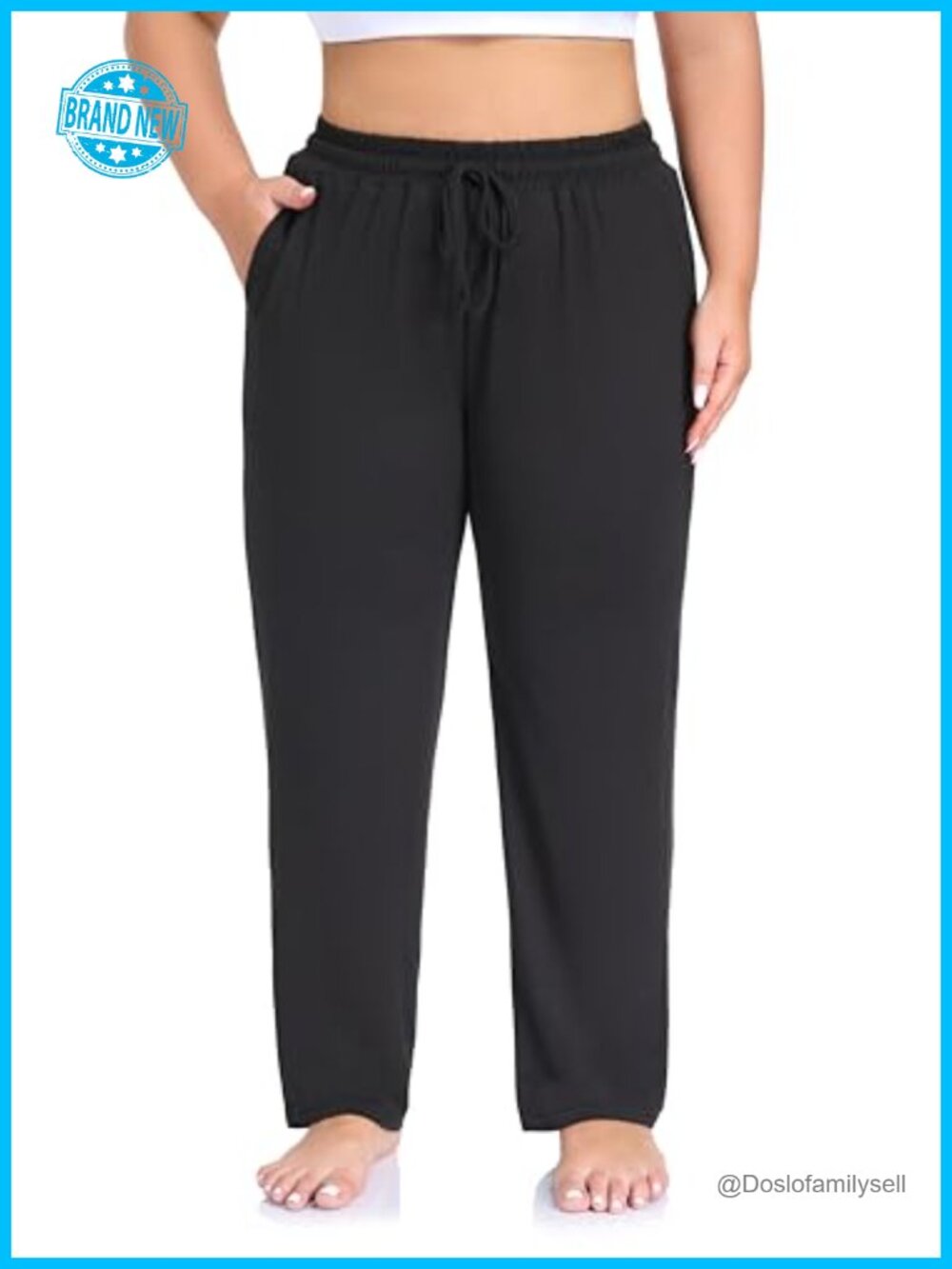 Plus Size Casual Yoga Pants Straight Leg Comfy Relaxed Joggers Lounge Pants